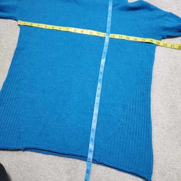 CYNTHIA ROWLEY Merino Wool Knit Turtleneck Sweater Lightweight Blue Women's XS - Picture 11 of 11